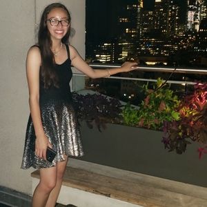 Free People Black & Silver Foil Ombre Lace Dress